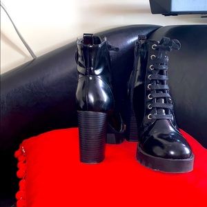 Leather ankle booties